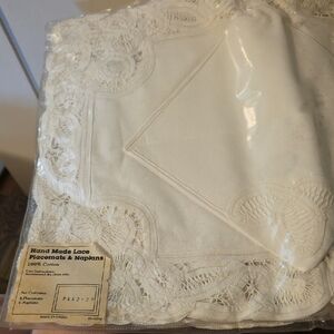 Elegant White Lace Placemats and Napkins Set